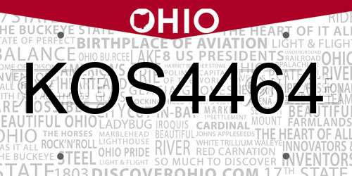 KOS4464 Ohio License Plate