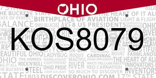 KOS8079 Ohio License Plate