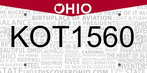 KOT1560 Ohio License Plate