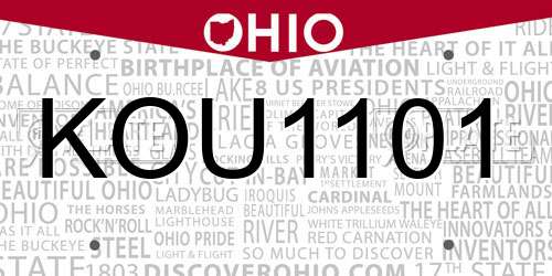 KOU1101 Ohio License Plate