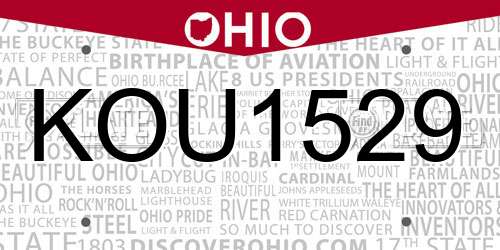 KOU1529 Ohio License Plate