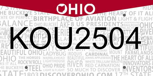 KOU2504 Ohio License Plate