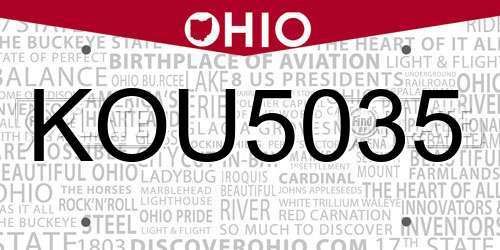 KOU5035 Ohio License Plate
