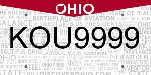KOU9999 Ohio License Plate