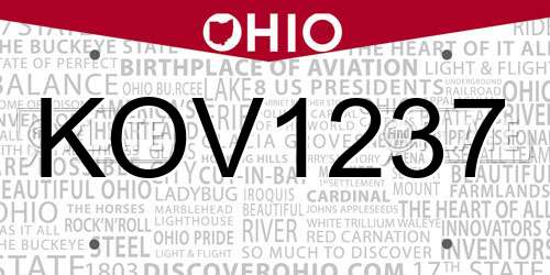 KOV1237 Ohio License Plate