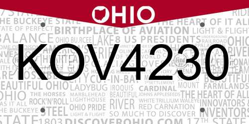 KOV4230 Ohio License Plate
