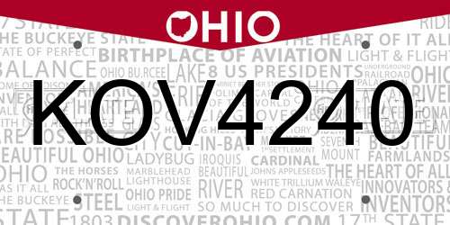 KOV4240 Ohio License Plate