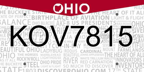 KOV7815 Ohio License Plate