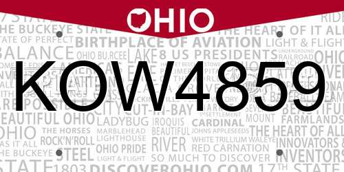 KOW4859 Ohio License Plate