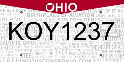 KOY1237 Ohio License Plate