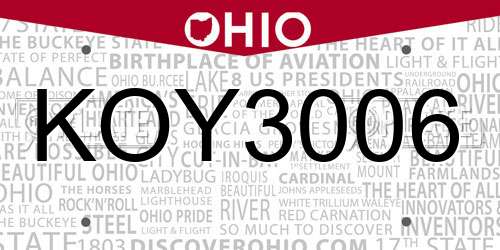 KOY3006 Ohio License Plate