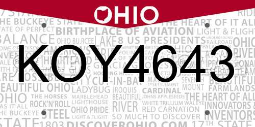 KOY4643 Ohio License Plate