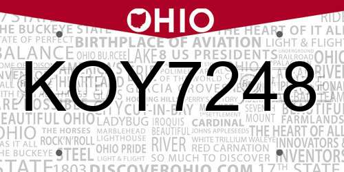 KOY7248 Ohio License Plate