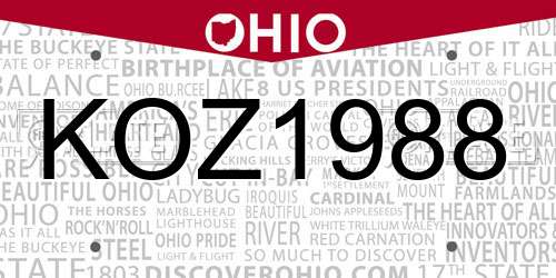 KOZ1988 Ohio License Plate