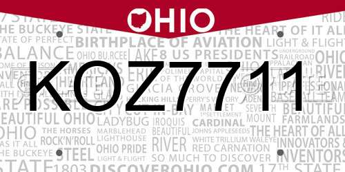 KOZ7711 Ohio License Plate