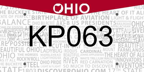 KP063 Ohio License Plate