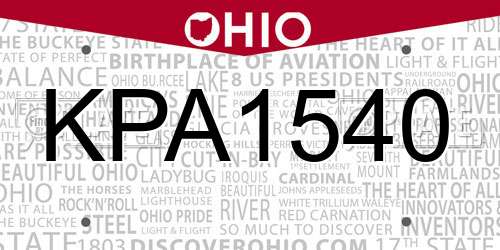 KPA1540 Ohio License Plate