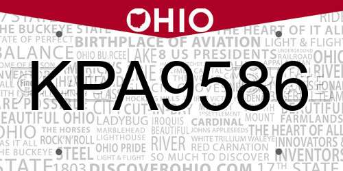 KPA9586 Ohio License Plate