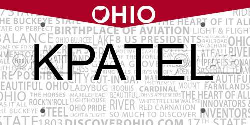 KPATEL Ohio License Plate
