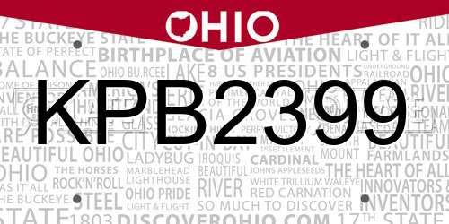KPB2399 Ohio License Plate