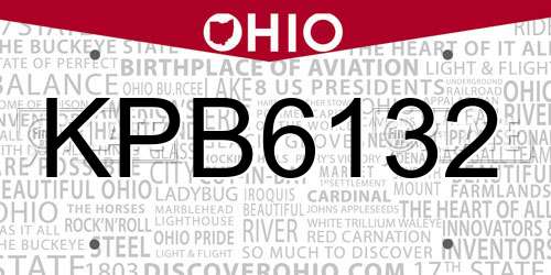 KPB6132 Ohio License Plate