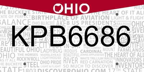 KPB6686 Ohio License Plate