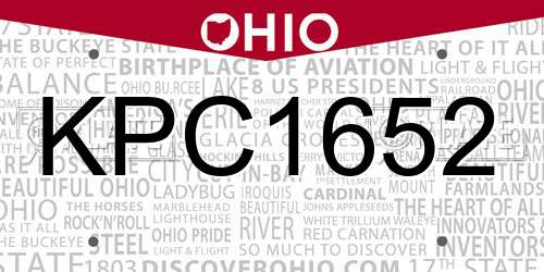 KPC1652 Ohio License Plate