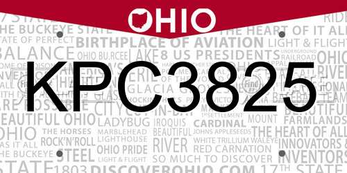 KPC3825 Ohio License Plate
