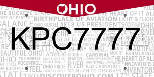 KPC7777 Ohio License Plate