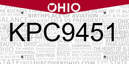 KPC9451 Ohio License Plate