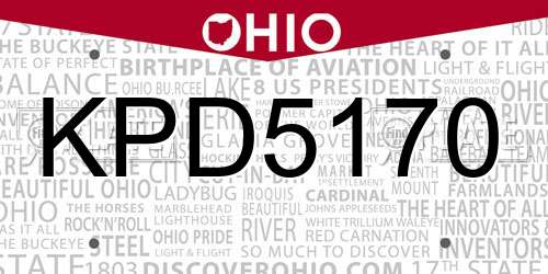 KPD5170 Ohio License Plate