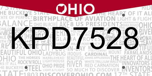 KPD7528 Ohio License Plate