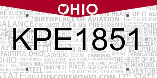 KPE1851 Ohio License Plate