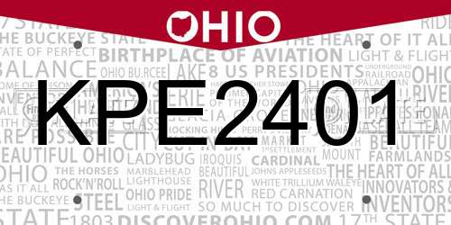 KPE2401 Ohio License Plate
