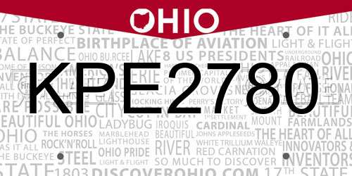 KPE2780 Ohio License Plate