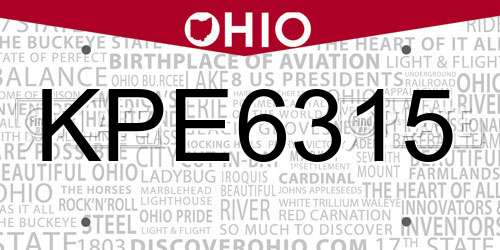 KPE6315 Ohio License Plate