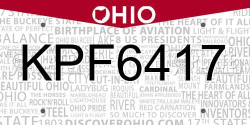 KPF6417 Ohio License Plate