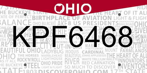 KPF6468 Ohio License Plate