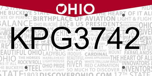 KPG3742 Ohio License Plate
