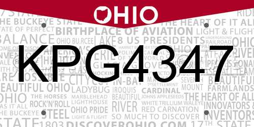 KPG4347 Ohio License Plate