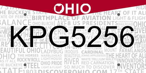 KPG5256 Ohio License Plate