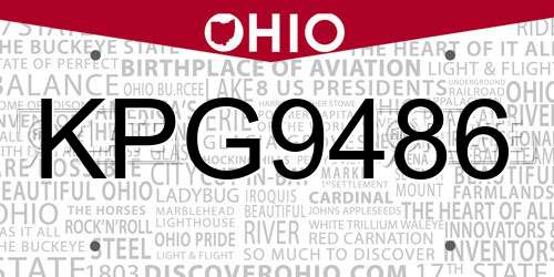 KPG9486 Ohio License Plate