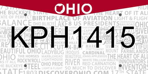 KPH1415 Ohio License Plate