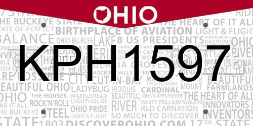 KPH1597 Ohio License Plate