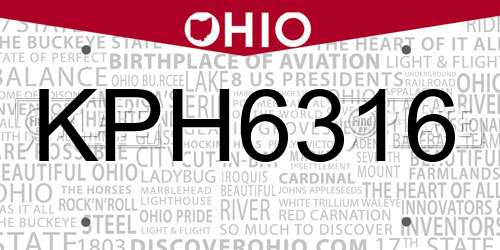 KPH6316 Ohio License Plate