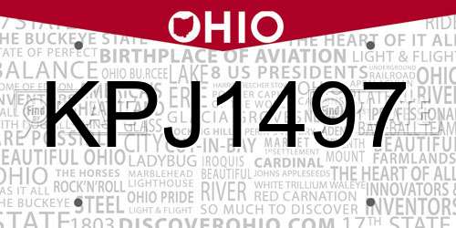 KPJ1497 Ohio License Plate