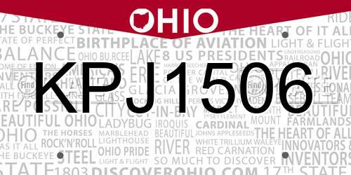 KPJ1506 Ohio License Plate