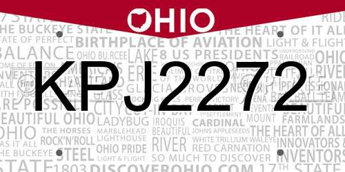 KPJ2272 Ohio License Plate