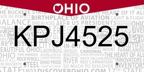 KPJ4525 Ohio License Plate