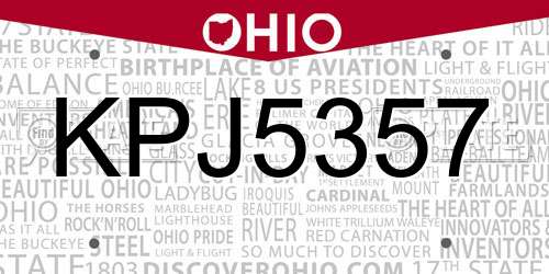 KPJ5357 Ohio License Plate